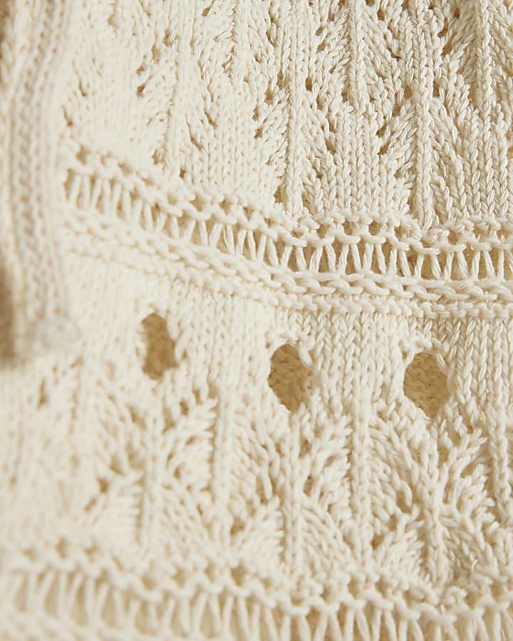 Cream Tie Up Crochet Cardigan
