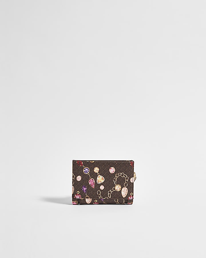 Brown Chain Monogram Foldout Purse