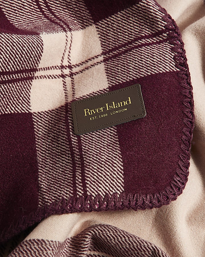 Burgundy Knit Check Lightweight Scarf