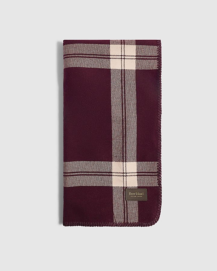 Burgundy Knit Check Lightweight Scarf