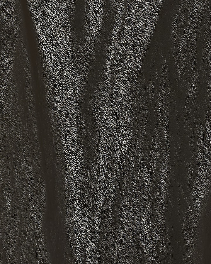Brown Faux Leather Drape Dress