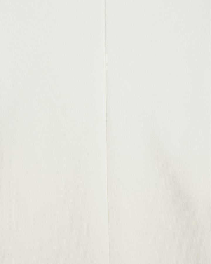 Cream High Neck Fitted Knit Top