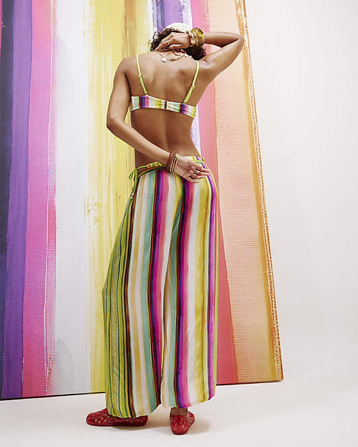Green Stripe Cuffed Trousers