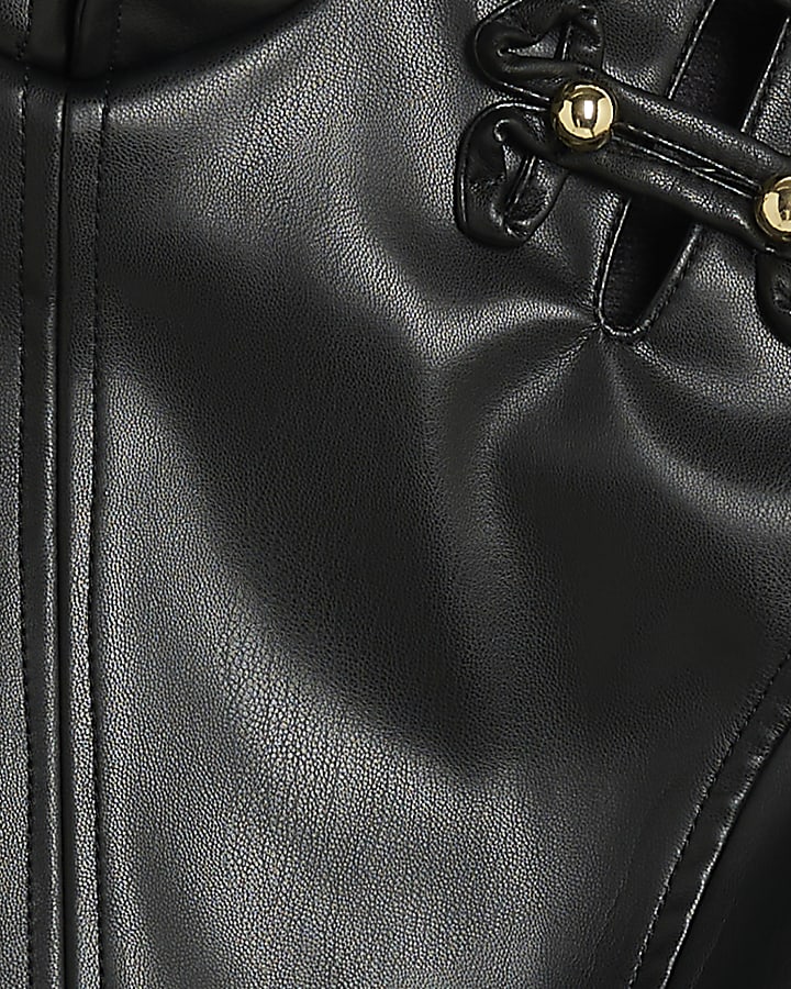 Black Faux Leather Drummer Top