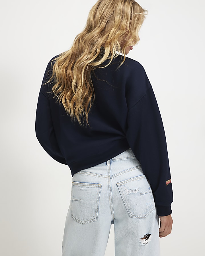 Navy Long Sleeve Varsity Badge Sweatshirt
