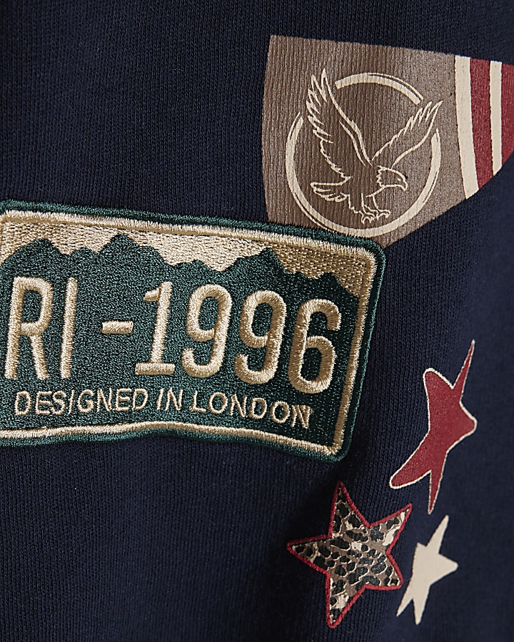 Navy Long Sleeve Varsity Badge Sweatshirt
