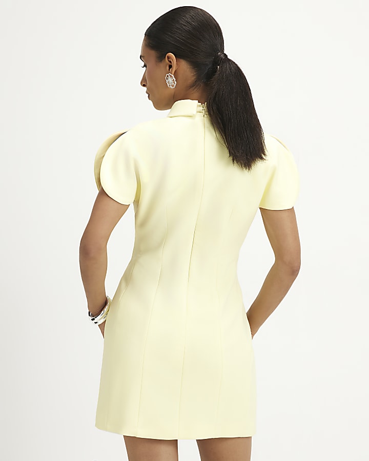Petite Yellow Split Sleeve Mini Dress