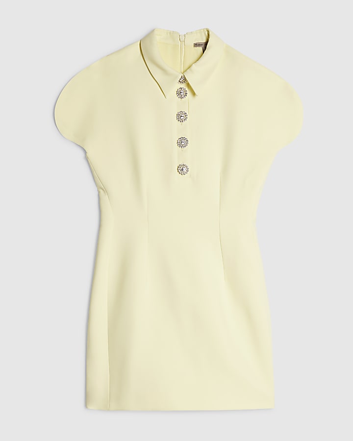 Petite Yellow Split Sleeve Mini Dress