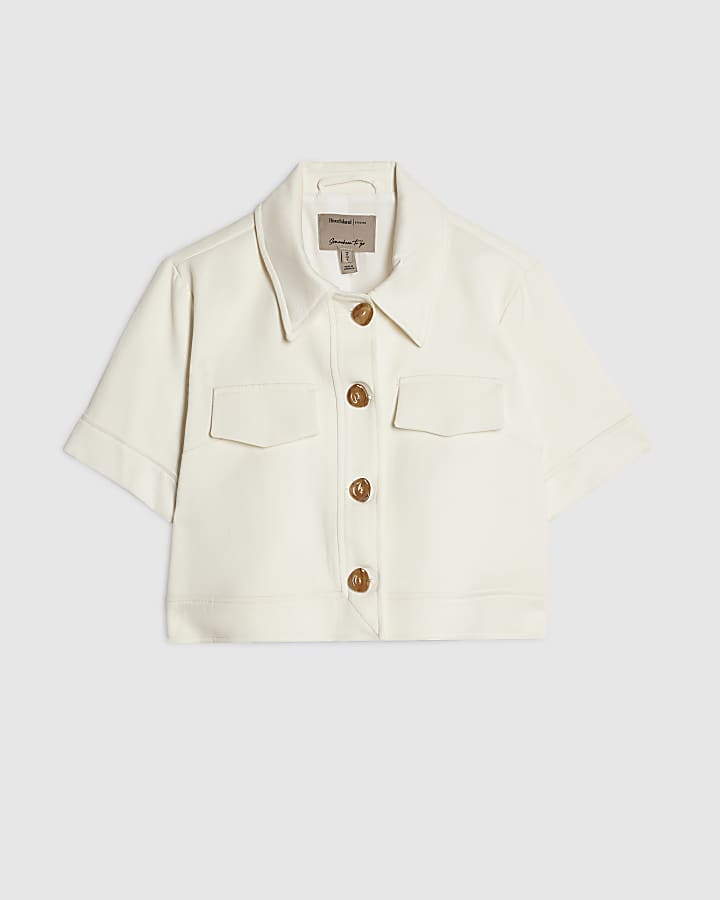 Cream Pique Pocket Detail Jacket