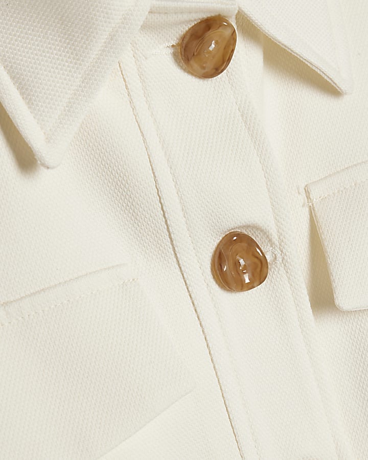 Cream Pique Pocket Detail Jacket
