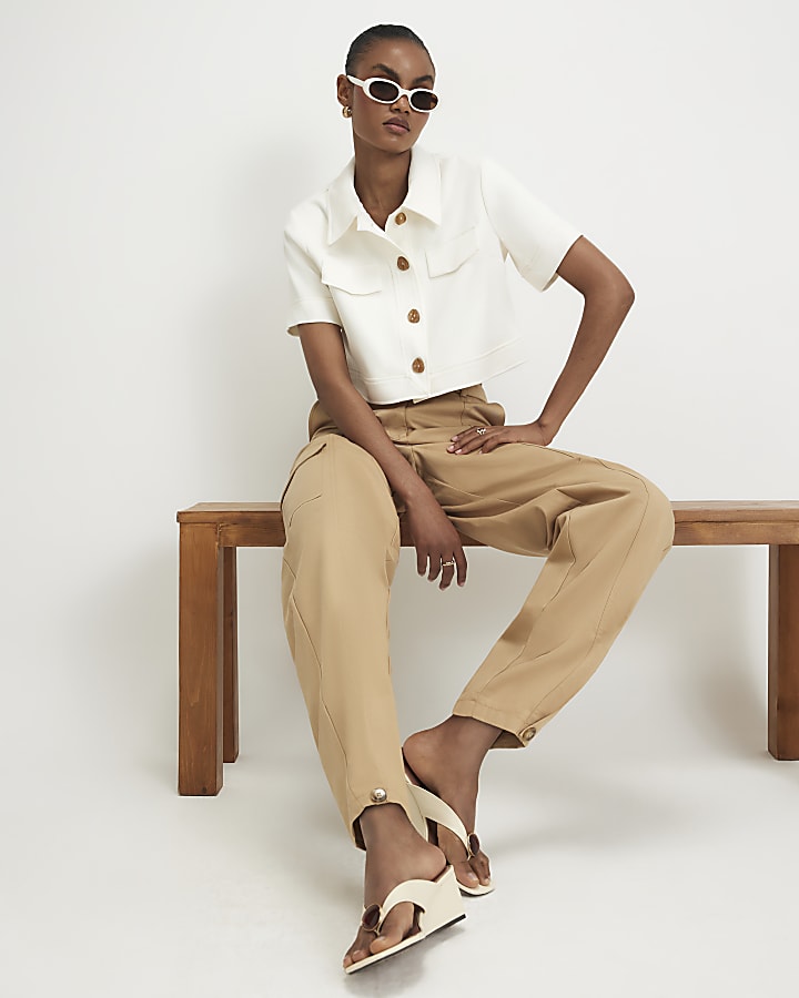 Cream Pique Pocket Detail Jacket
