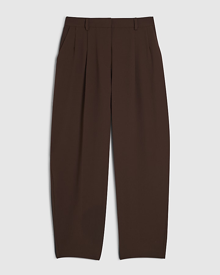 Brown Drapey Barrel Leg Trousers