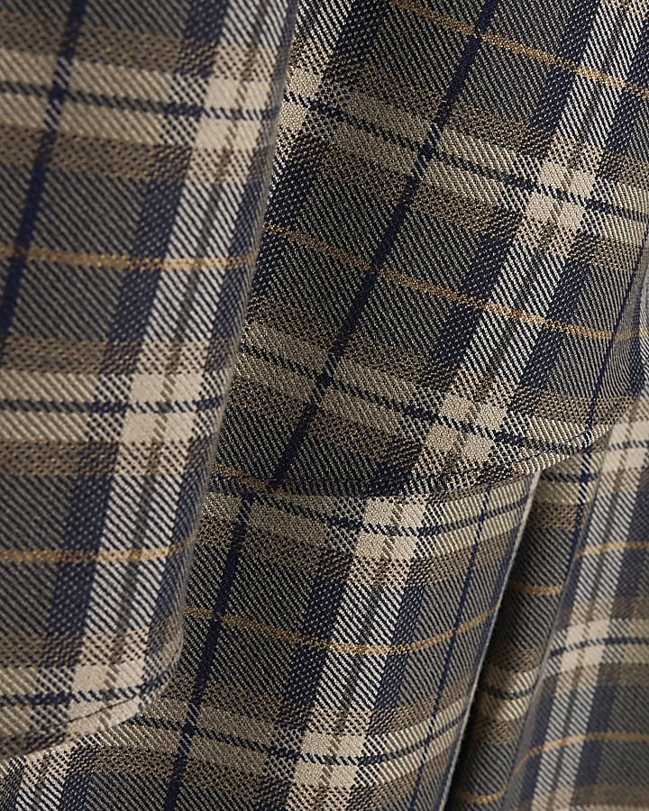 Green Scarf Detail Check Wide Leg Trousers