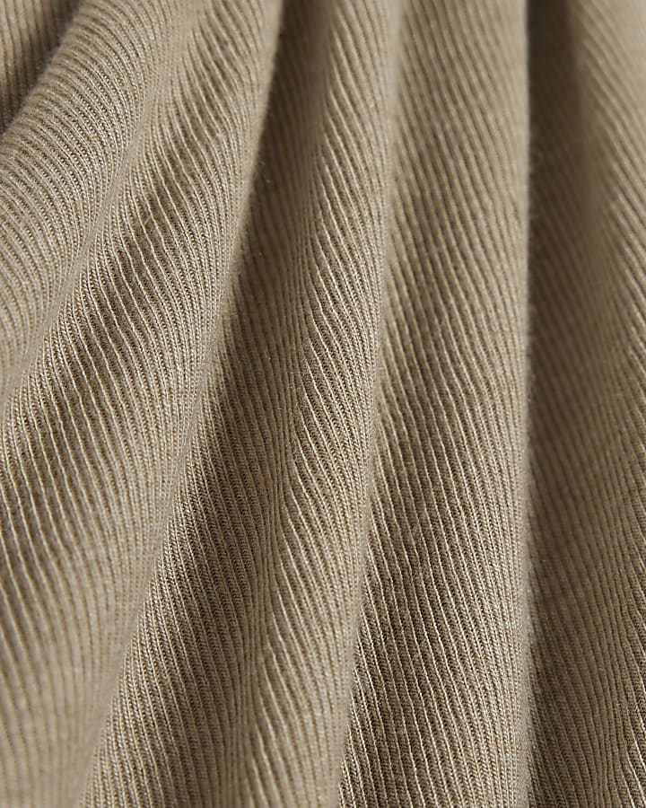 Beige Long Sleeve Wrap Top