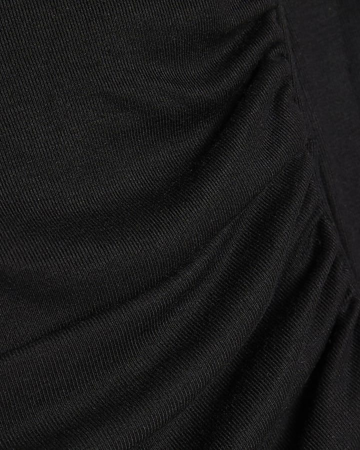 Black Long Sleeve Wrap Top