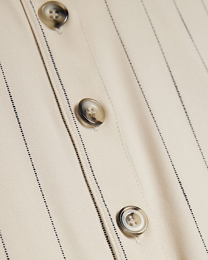 Cream Stripe Belted Shirt