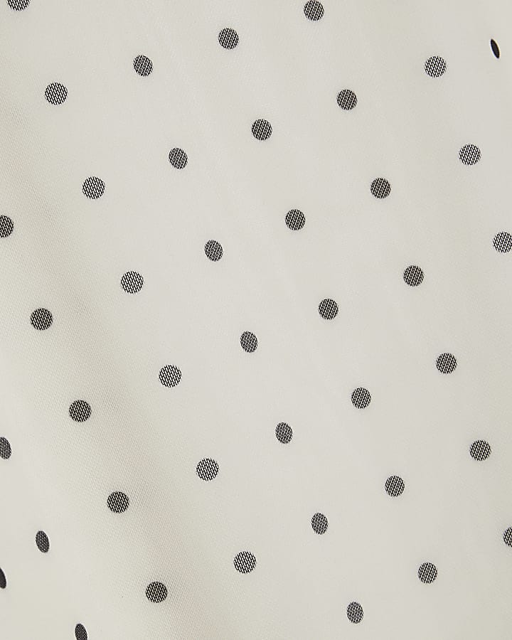 Cream Spot Print Mesh Cami Mini Dress