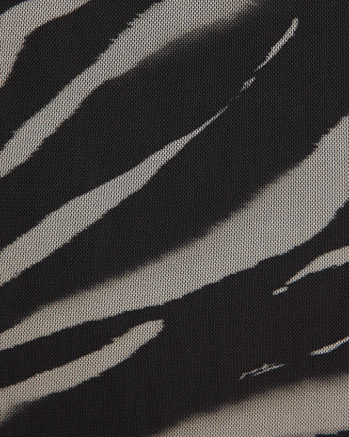 Cream Animal Print Mesh Cami Dress