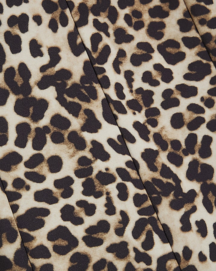 Brown Animal Print Puff Sleeve Mini Dress
