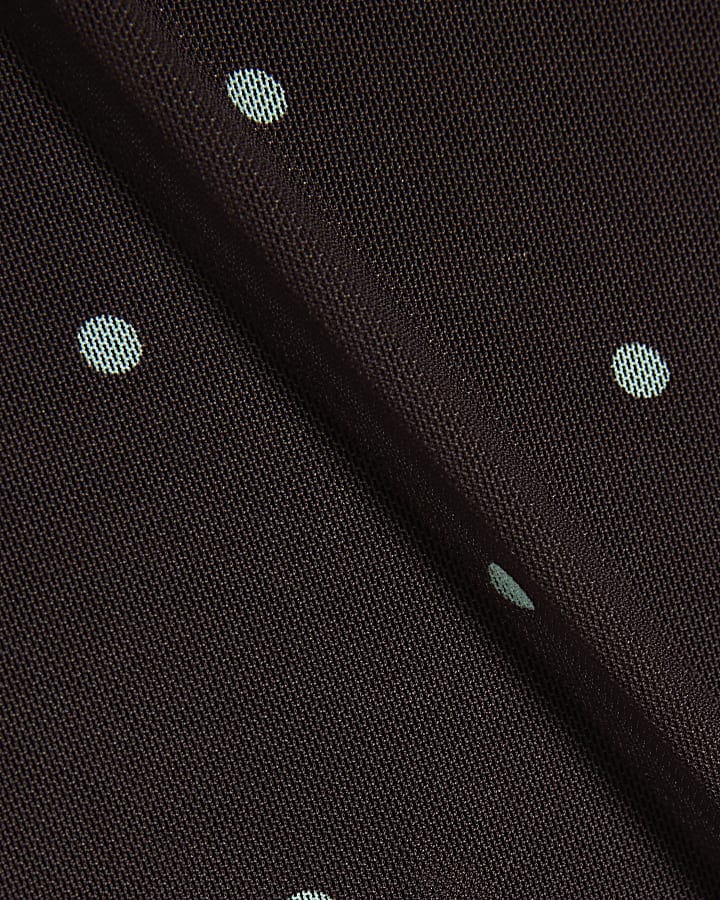 Brown Spot Mesh Maxi Skirt