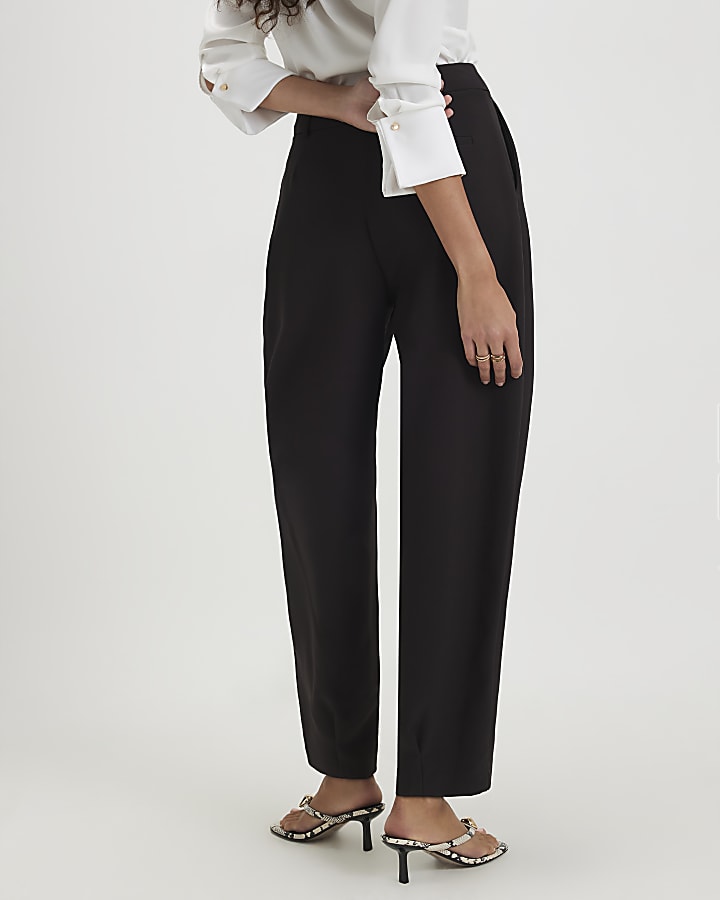 Brown Pleat Barrel Leg Trousers
