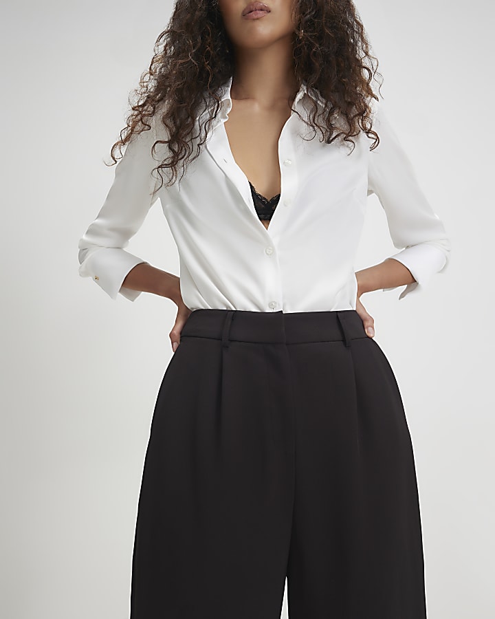 Brown Pleat Barrel Leg Trousers