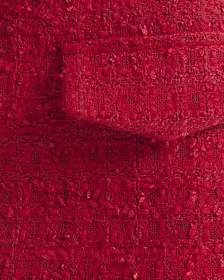 Red Boucle Pocket Mini Skirt