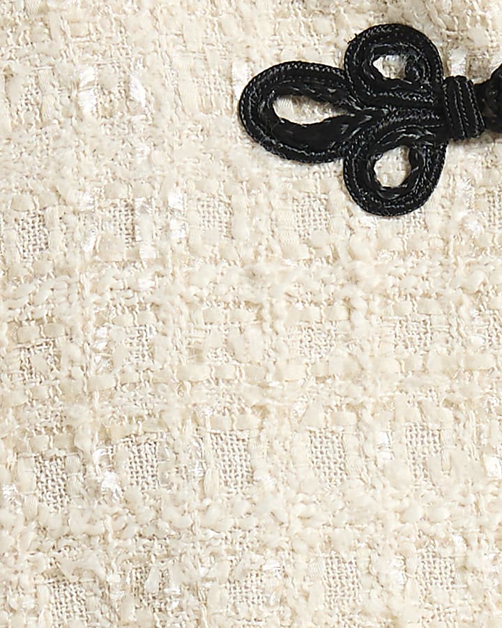 Cream Boucle Frog Button Fastening Jacket
