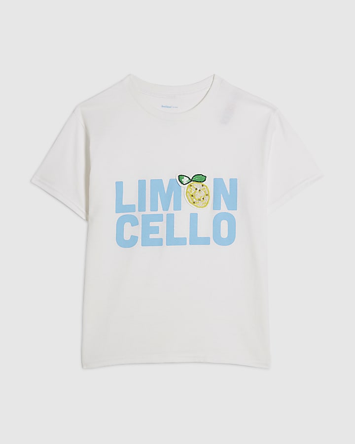 Blue Cotton Limoncello Beaded Fitted T-Shirt