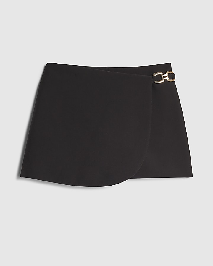 Brown Buckle Wrap Skort