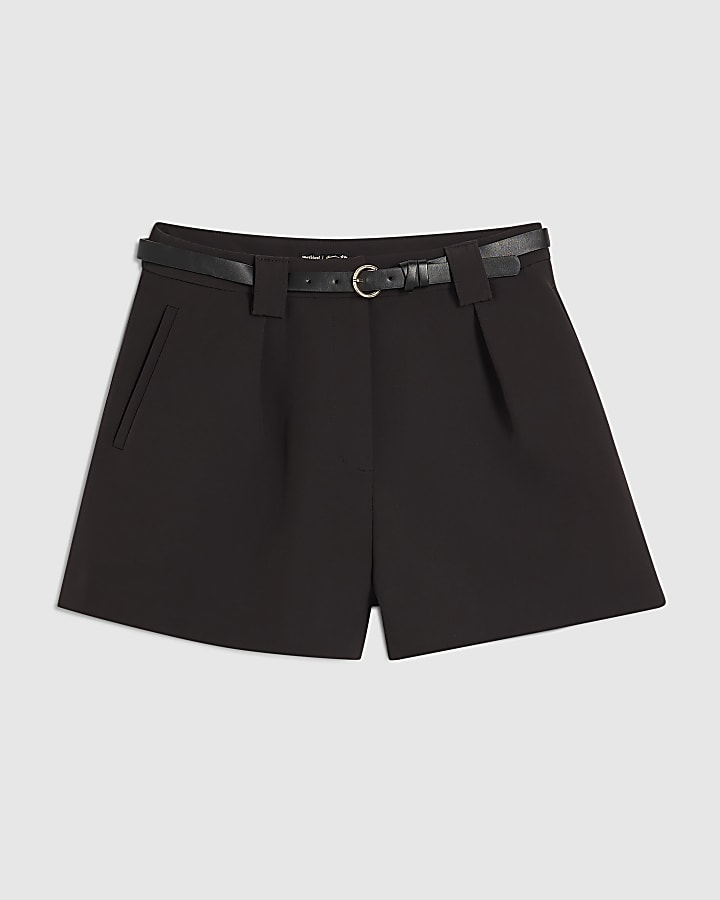 Petite Brown Smart Belted Tailored Shorts