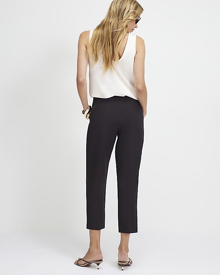 Brown High Waisted Cigarette Trousers