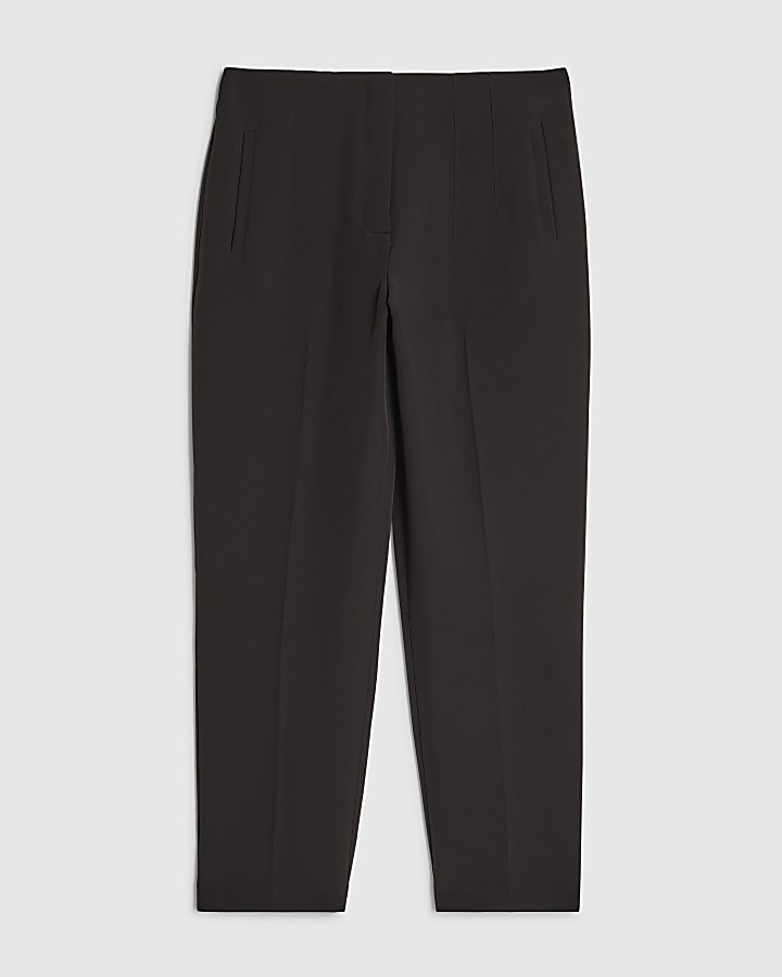 Brown High Waisted Cigarette Trousers