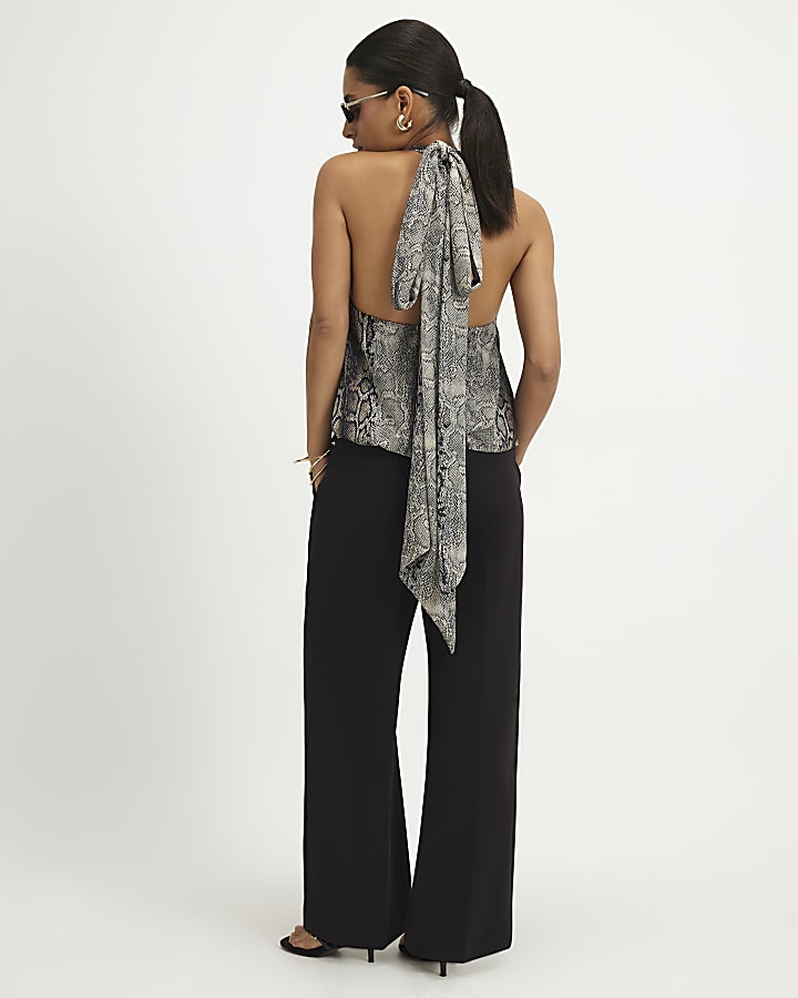 Petite Brown Belted Slim Leg Trousers