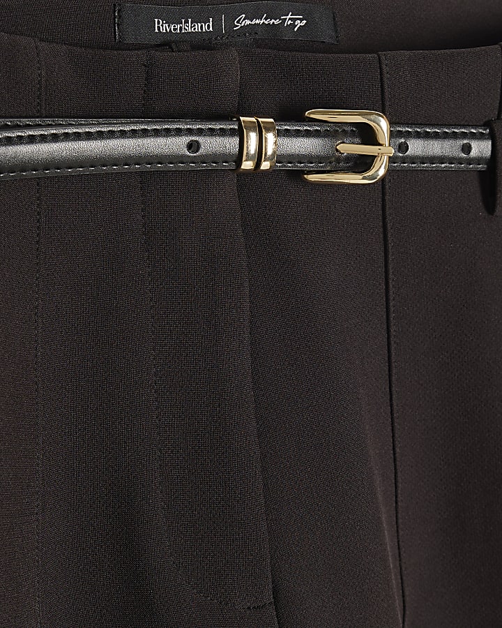 Petite Brown Belted Slim Leg Trousers