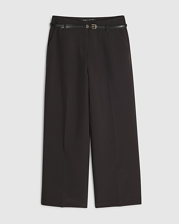 Petite Brown Belted Slim Leg Trousers