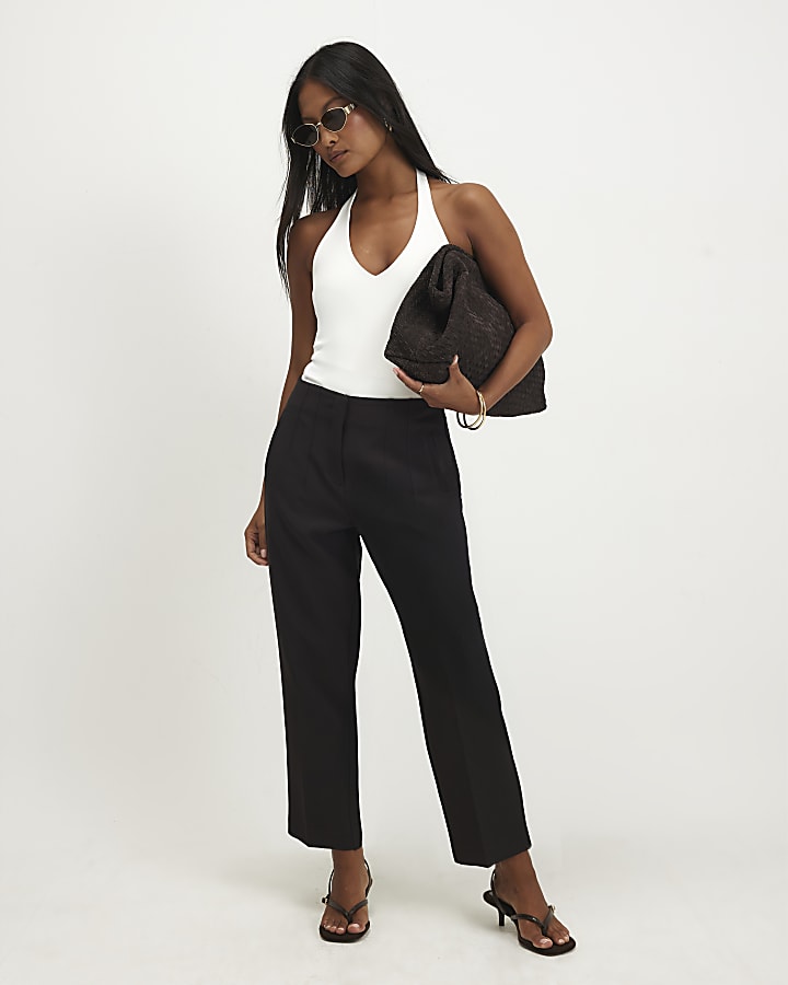 Petite Brown High Waisted Cigarette Trousers