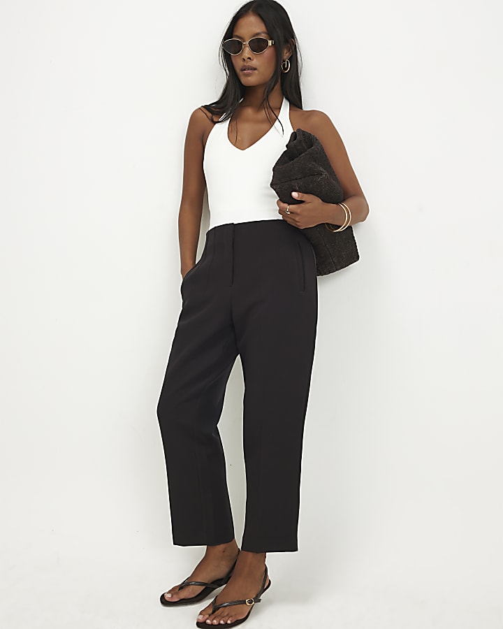 Petite Brown High Waisted Cigarette Trousers
