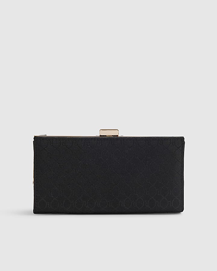 Black Jacquard Monogram Cliptop Purse