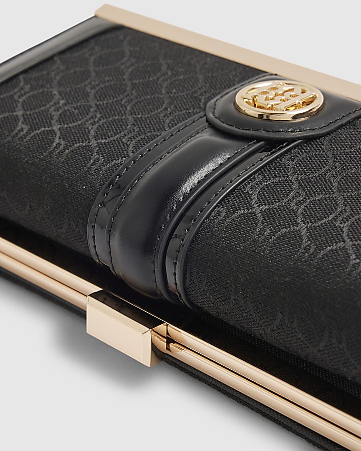 Black Jacquard Monogram Cliptop Purse