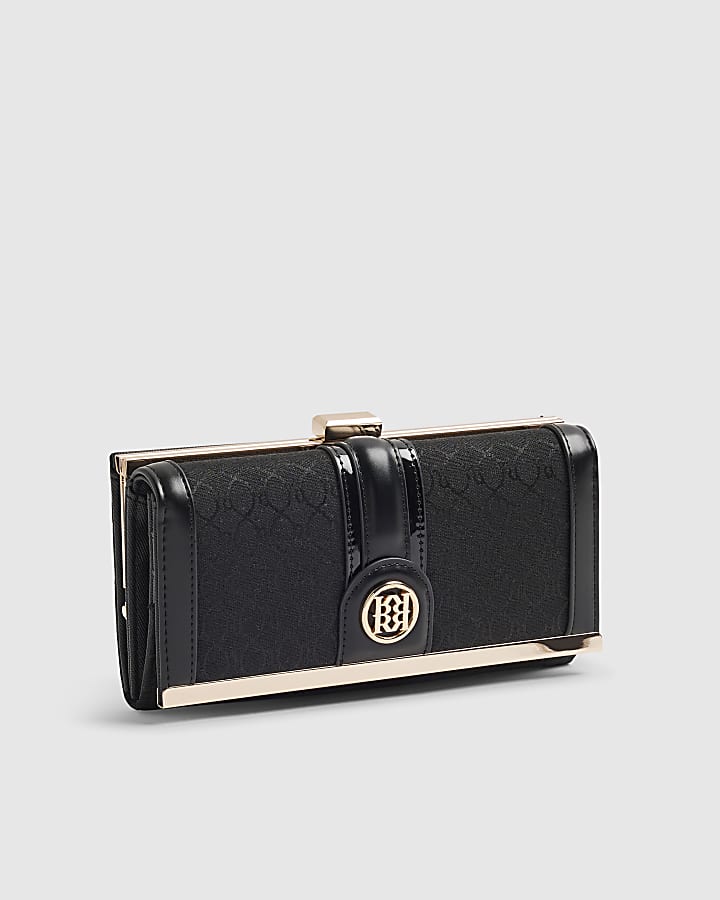 Black Jacquard Monogram Cliptop Purse