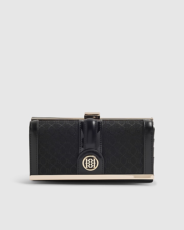 Black Jacquard Monogram Cliptop Purse