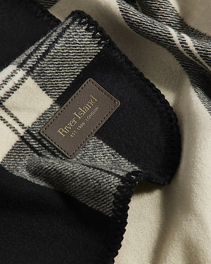 Black Knit Check Lightweight Scarf