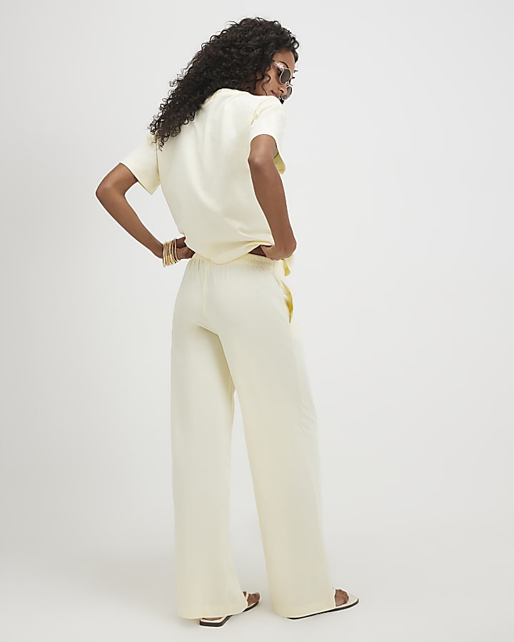 Yellow Cotton T-Shirt And Trousers Set
