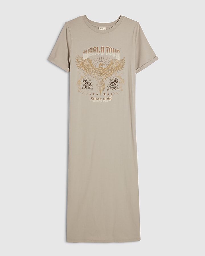 Cream Cotton World Tour Midi T-Shirt Dress