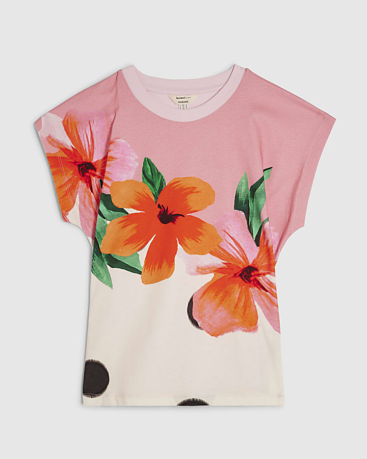 Pink Flower Polka Dot T-Shirt
