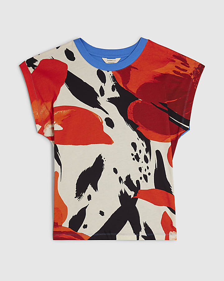 Blue Animal Abstract Print T-Shirt
