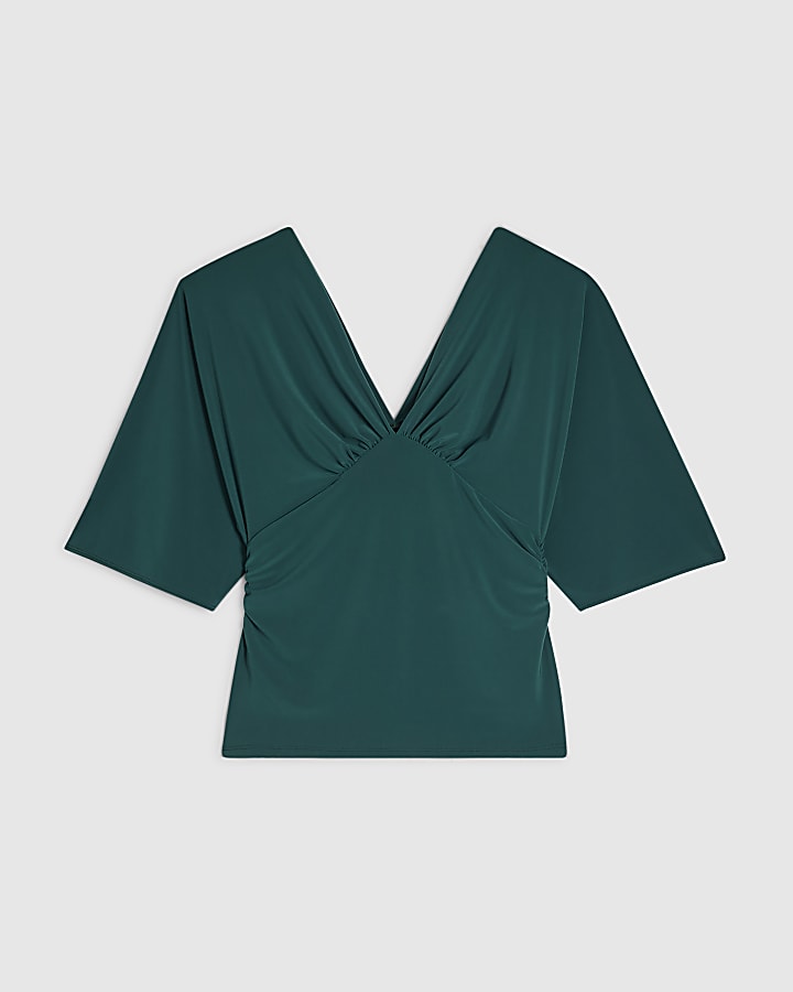 Green Drawstring Wide Leg Trousers