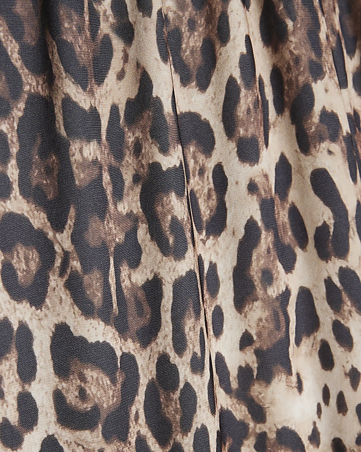 Brown Leopard Print Wide Leg Trousers