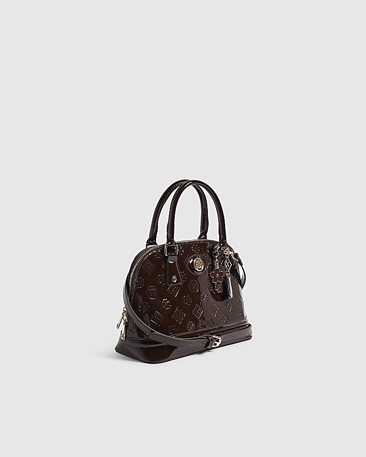 Burgundy Patent Embossed Kettle Bundle Bag